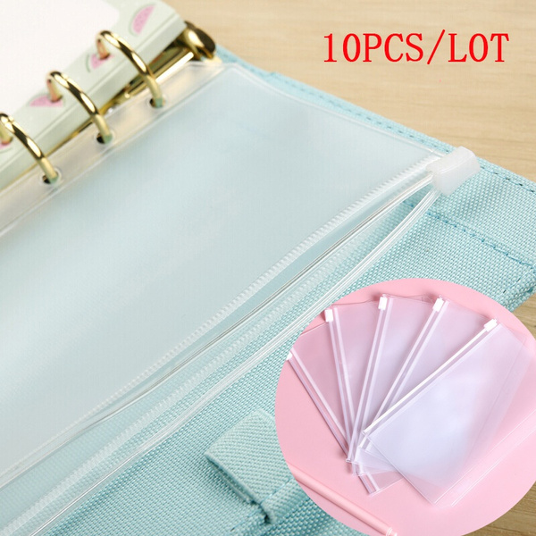 10pcs A6 6Hole Binder Pockets Waterproof PVC Cash Budget Envelopes