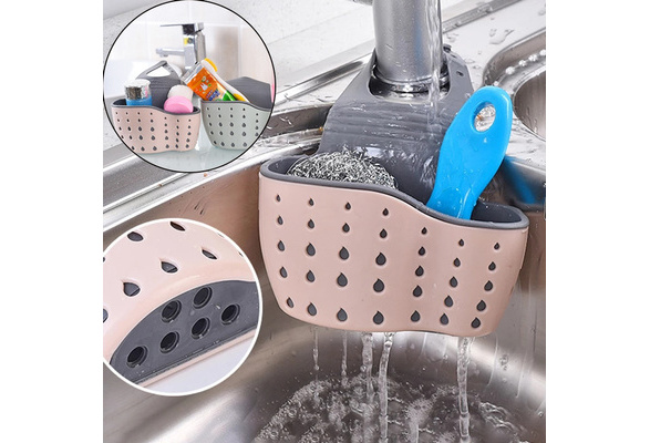 1pc Kitchen Organizer, Adjustable Snap Sink Sponge Holder, Kitchen Hanging  Drain Basket, Kitchen Gadget Kitchen sink waterlogging caused by excessive  rainfall sponge shelf basket hanging bags faucet wash dish washing the  dishes