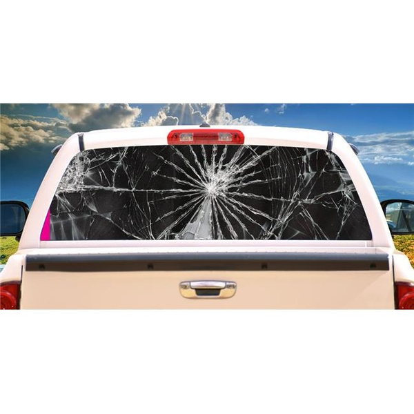 SignMission Shattered Rear Window Graphic Suv View Thru Vinyl Back ...