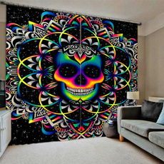 bedroomcurtain, 3dcurtain, Colorful, skull