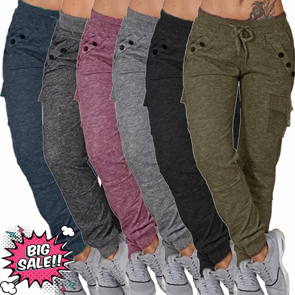 Womens Large Cargo Jogger Sweatpants Casual And Oversized Ladies
