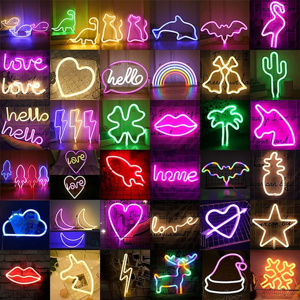 LED Neon Light Wall Art Sign Bedroom Decor Hanging Night Lamp Home Party  Holiday Decor Xmas Gift