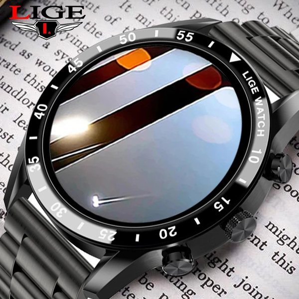 LIGE New Smart Watches Men Full Touch Screen Sports Fitness Watch