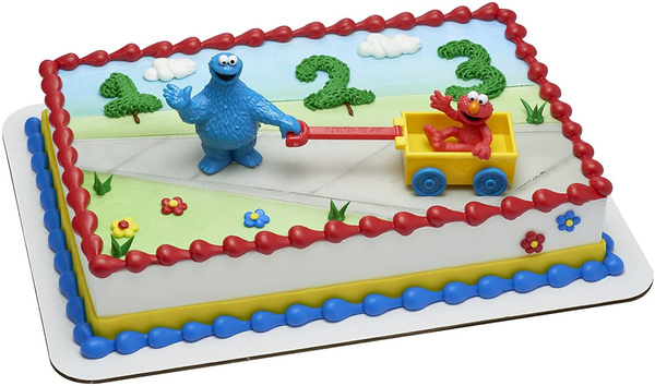 DecoSet¨ Sesame Street Cake Toppers, 3-Piece Birthday Topper with Elmo ...