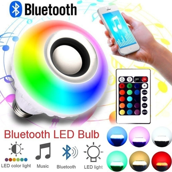 Wireless Bluetooth LED Light Speaker Bulb RGB E27 12W Music Playing lamp Remote 