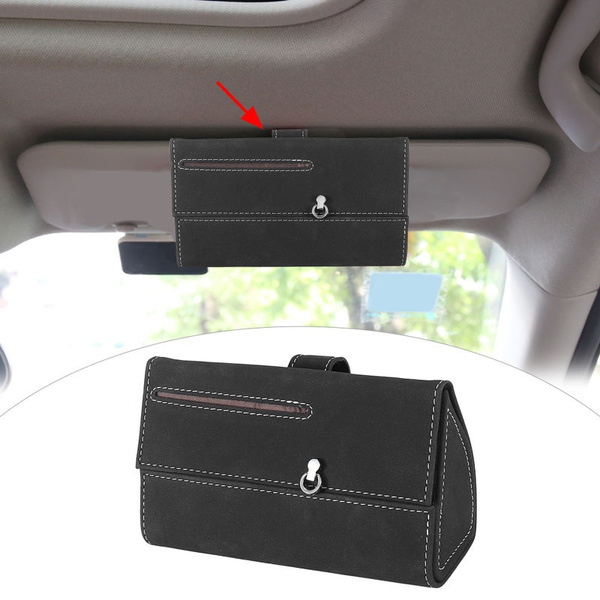 Universal Car Visor Sunglasses Case Suede Eyeglasses Clip Storage Case Holder Organizer For Sun