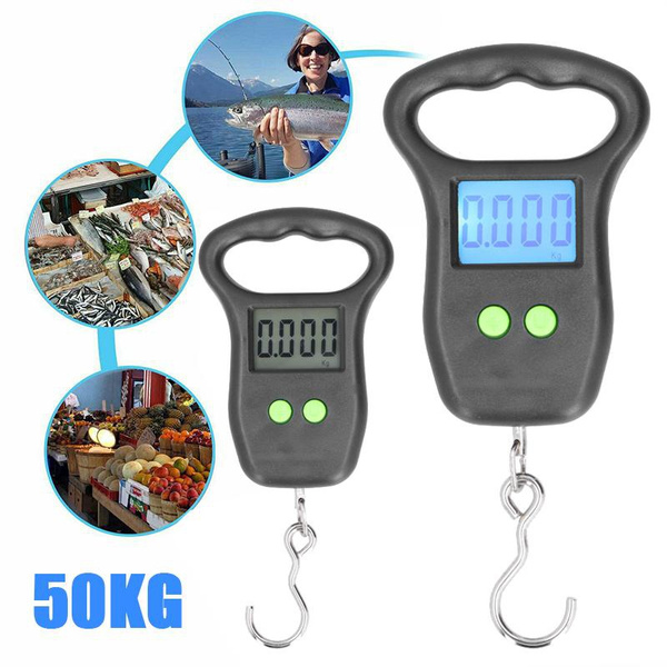 Digital Fish Scale Fishing Weights Scale, Hanging Scale Digital Weight  Backlight LCD Display 110lb/50kg Electronic Balance