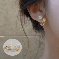 K-Pop, 18k gold, Pearl Earrings, pearls