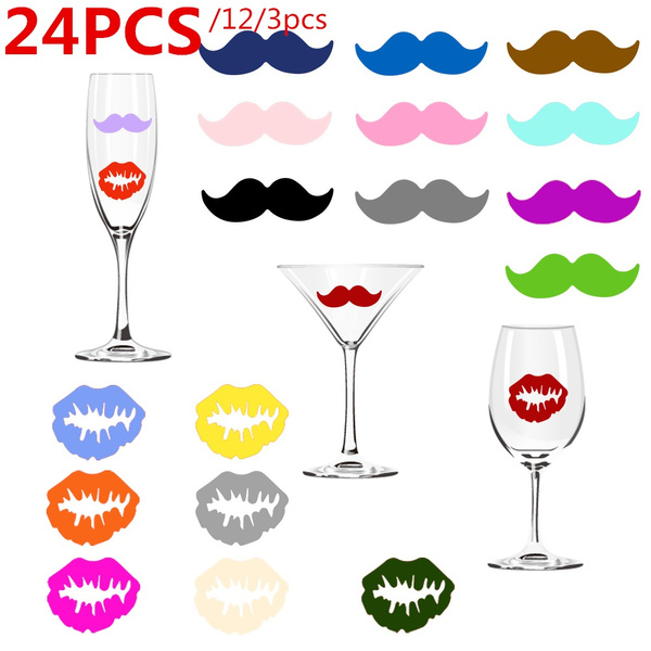 Juvale 12 Piece Girls Night In Wine Glass Charms Drink Markers, Cork Wine Glass