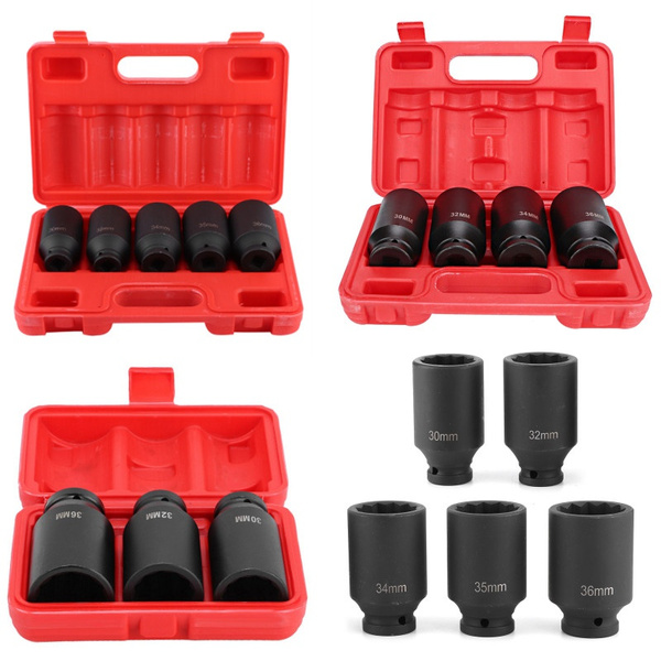 3/4/5Piece 1/2 Inch Drive Deep Impact Axle Hub Socket Set For Most Cars, 12 Point Wish