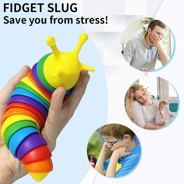 Fidget Slug, 3D Printed Articulated Slug Toy, Flexible Desk Pet