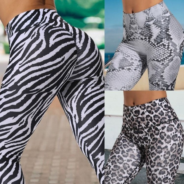 Women Fitness Leggings High Waist Slim Sports Pants Snake Leopard