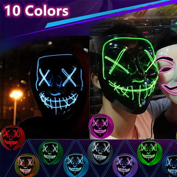 10 Colors Cosplay Party Performance Mask, Halloween Decoration Glowing ...