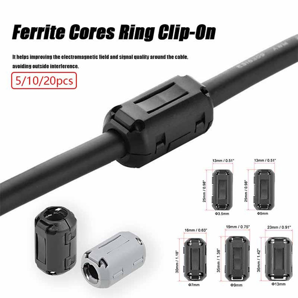 5/10/20pcs Clipon Ferrite Ring Cable Clips Core RFI EMI Noise