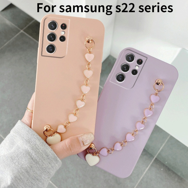 3D Love Heart Chain Bracelet Phone Case For Samsung Galaxy S22 S22 Plus