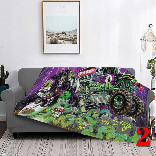 Monster Truck Grave Digger Blanket Big Tire Truck Blanket Soft Warm Air ...