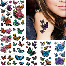 butterfly, tattoo, Flowers, art