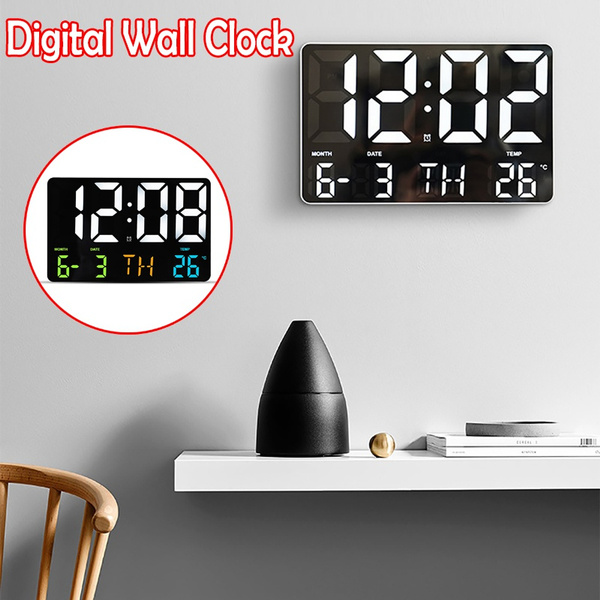 LED Digital Wall Clock Alarm Clock with Remote Control Large Screen