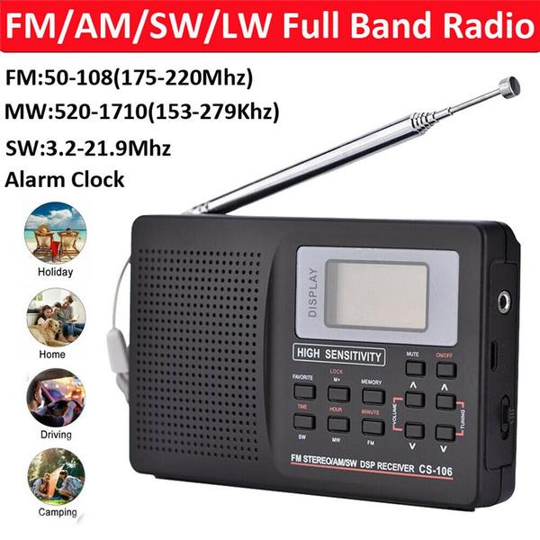 Full Frequency Receiver Radio With Alarm Clock FM/AM/SW/LW/TV Sound LCD Display, Short Wave