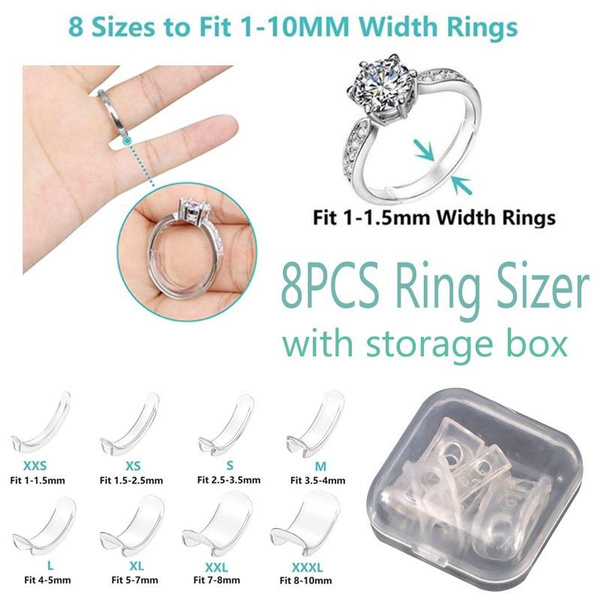 8 Sizes Ring Size Reducer Invisible Ring Size Adjuster for Loose Rings ...