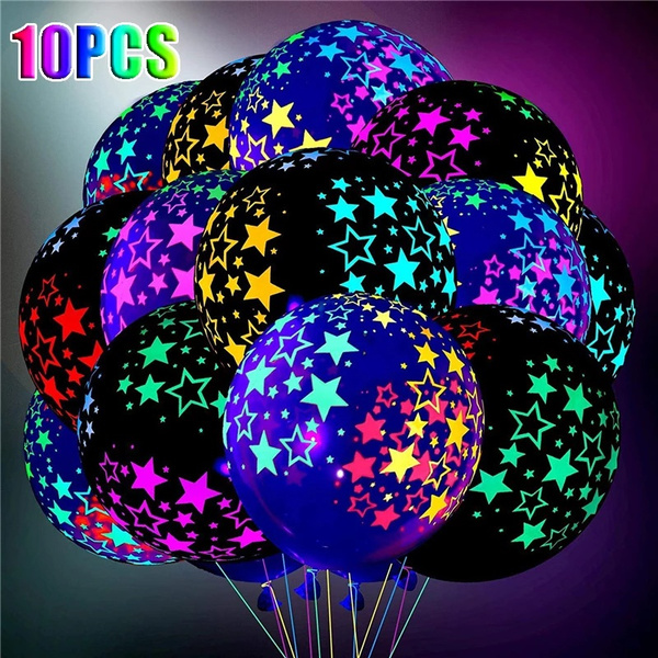 10 Pcs Fluorescent Balloon Dots Love Heart Star Latex Balloon Children  Gifts Wedding Birthday Party Decoration Glow Balloon
