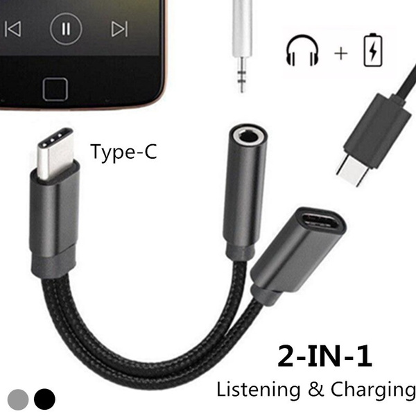 Convenient 2 In 1 Portable Cell Phone PC Recharge Headphones Type C To