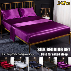 King, silk, purplebedsheet, Pillowcases