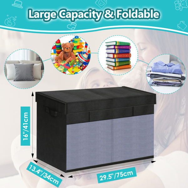 29.5x14.6x16.1 in Collapsible Toy Storage Trunk W/Clear Window Toy