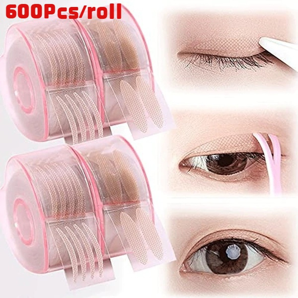 600PCS Invisible Eyelid Sticker Lace Eye Lift Strips Double Eyelid Tape  Shadow Makeup Breathable Adhesive Stickers L/S Style