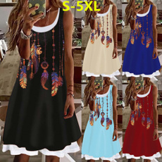 Plus Size, dressesforwomen, Necks, printed