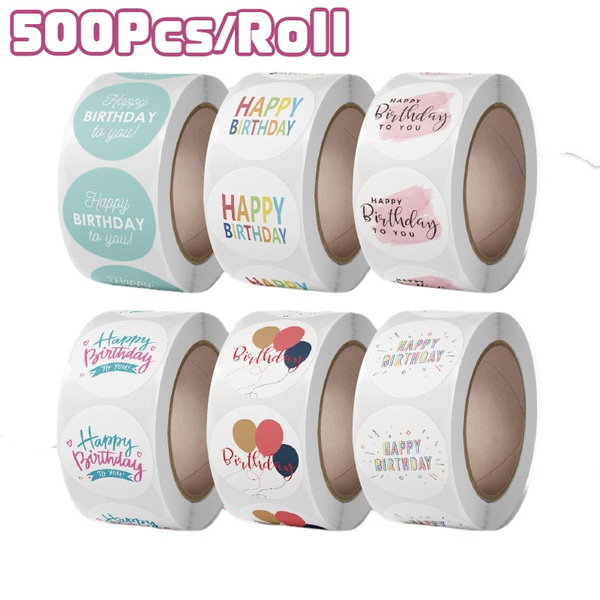 500Pcs/Roll 25mm Happy Birthday Fruit Sticker Scrapbook Vintage