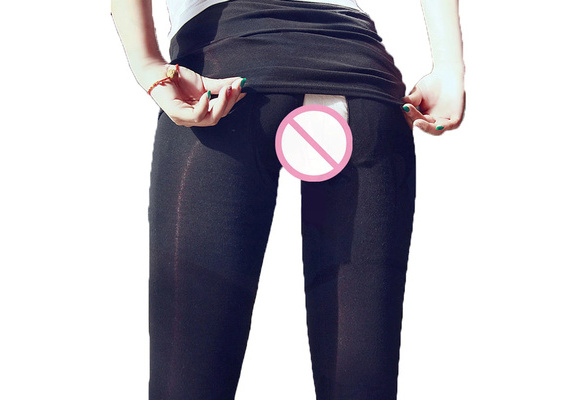 Woman Open Crotch Leggings Double Zipper Crotchless Pant for