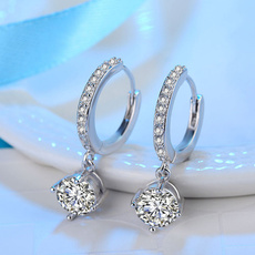Sterling, DIAMOND, 925 sterling silver, moissanite earrings