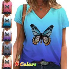 butterfly, Tops & Tees, Loose, Summer