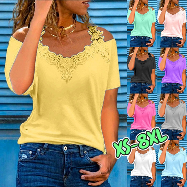 XS 8XL Summer Tops Plus Size Fashion Clothes Women s Casual Short