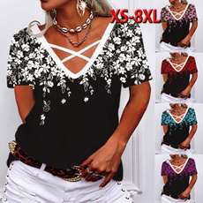 Summer, Plus size top, printed shirts, womens top