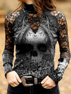 blouse, Goth, Flowers, Spring/Autumn