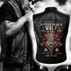 leathervestsformenmotorcycle, wolfleatherjacket, Vest, motorcyclevestleather