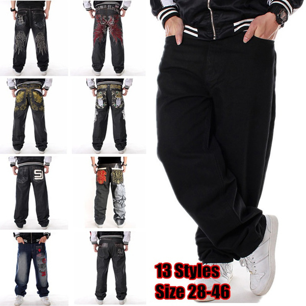 NEW Men's Denim Baggy Pants Wide Leg Hip Hop Skate Pants Jeans Trousers  Plus SZ