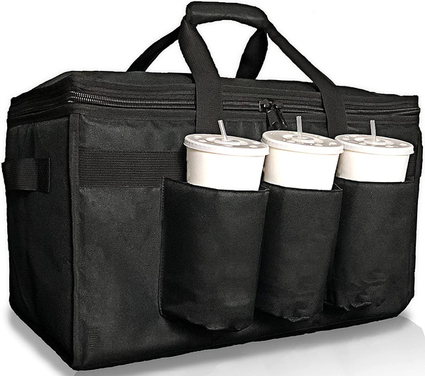 Freshie Insulated Food Delivery Bag With Cup Holders   Drink Carriers 