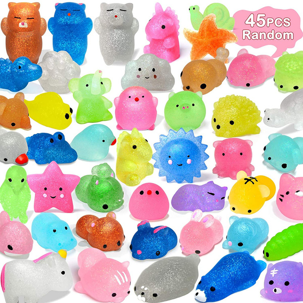 45Pcs Mochi Squishys Toys Mini Squishies 2nd Generation Glitter Animal ...