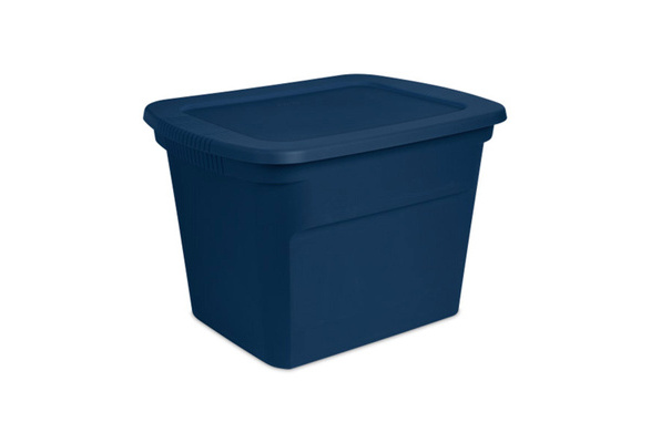 Sterilite Lidded Stackable 18 Gallon Storage Tote Container, Blue, 16 Pack