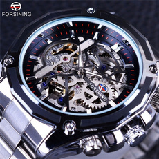 mechanicalwatchautomatic, Skeleton, Dress, Stainless Steel