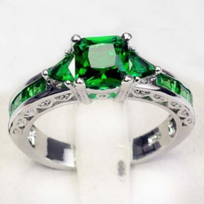 Sterling, DIAMOND, emeraldring, Bride