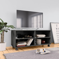 Gray Unfade Memory Entertainment Center TV Stand Cabinet Chipboard Console 31.5x13.4x14.1 