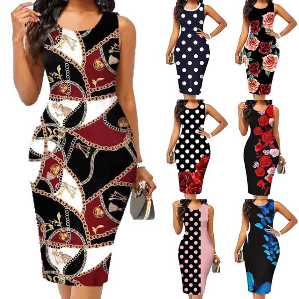 SHEIN Essnce Plus Size Geometric Printed Bodycon Dress With Color Block |  SHEIN USA