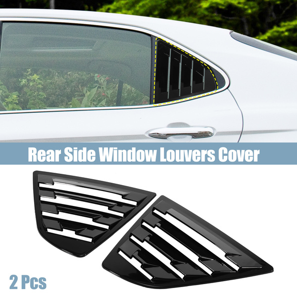 2pcs Rear Side Window Louvers Air Vent Cover Glossy Black/Carbon Fiber ...