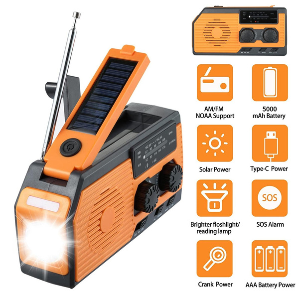 Crank radio, windup radio, survival equipment, emergency weather solar