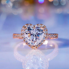 Heart, gold, Engagement Ring, Valentines