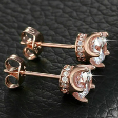 DIAMOND, Rose, gold, Stud Earring